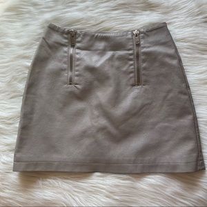 Gray Nude Faux Leather Skirt